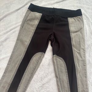 BCBG Max‎ Azria moto leggings black gray zip ankle hybrid pants size L